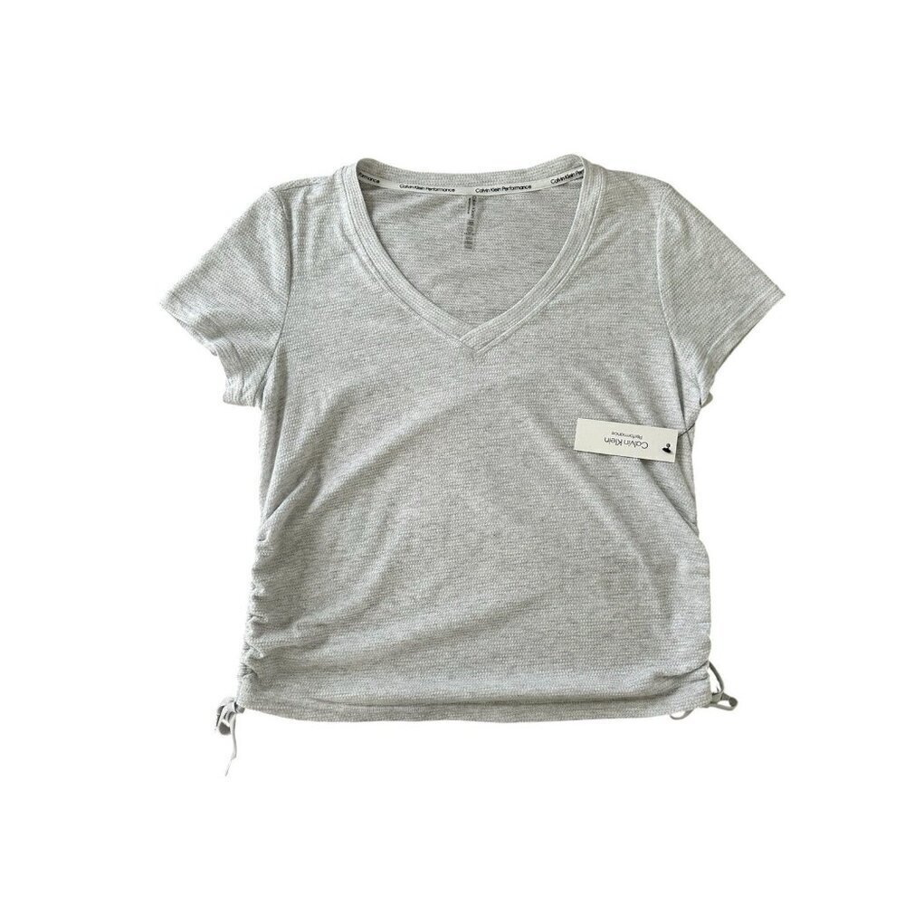 Calvin Klein Women’s Regular fit Short Sleeve T-Shirt Shirt L Gray Solid New